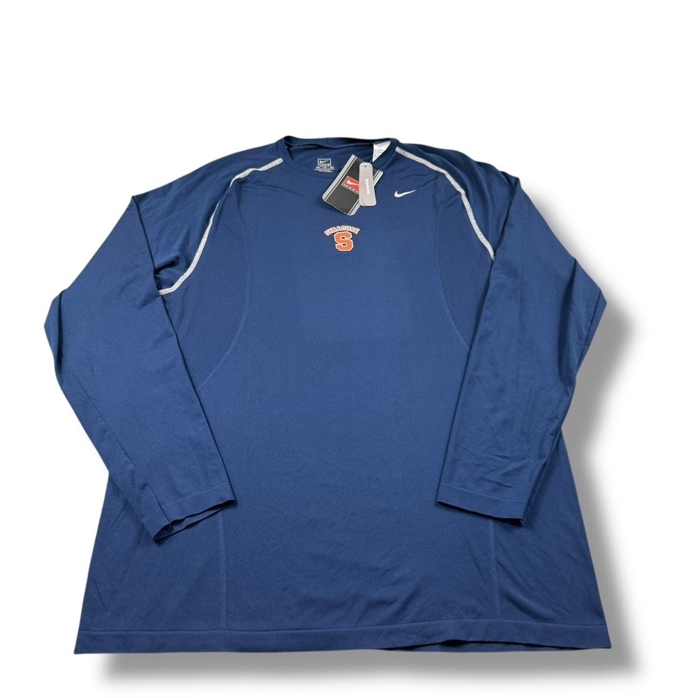 NWT VTG Nike Syracuse Orange Navy Team-Issued LS Training Compression Shirt 2XL